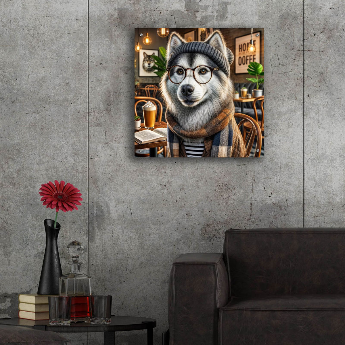 Hipster Dog - Siberian Husky by Rey Klimt - 24x24 acrylic wall art in a room