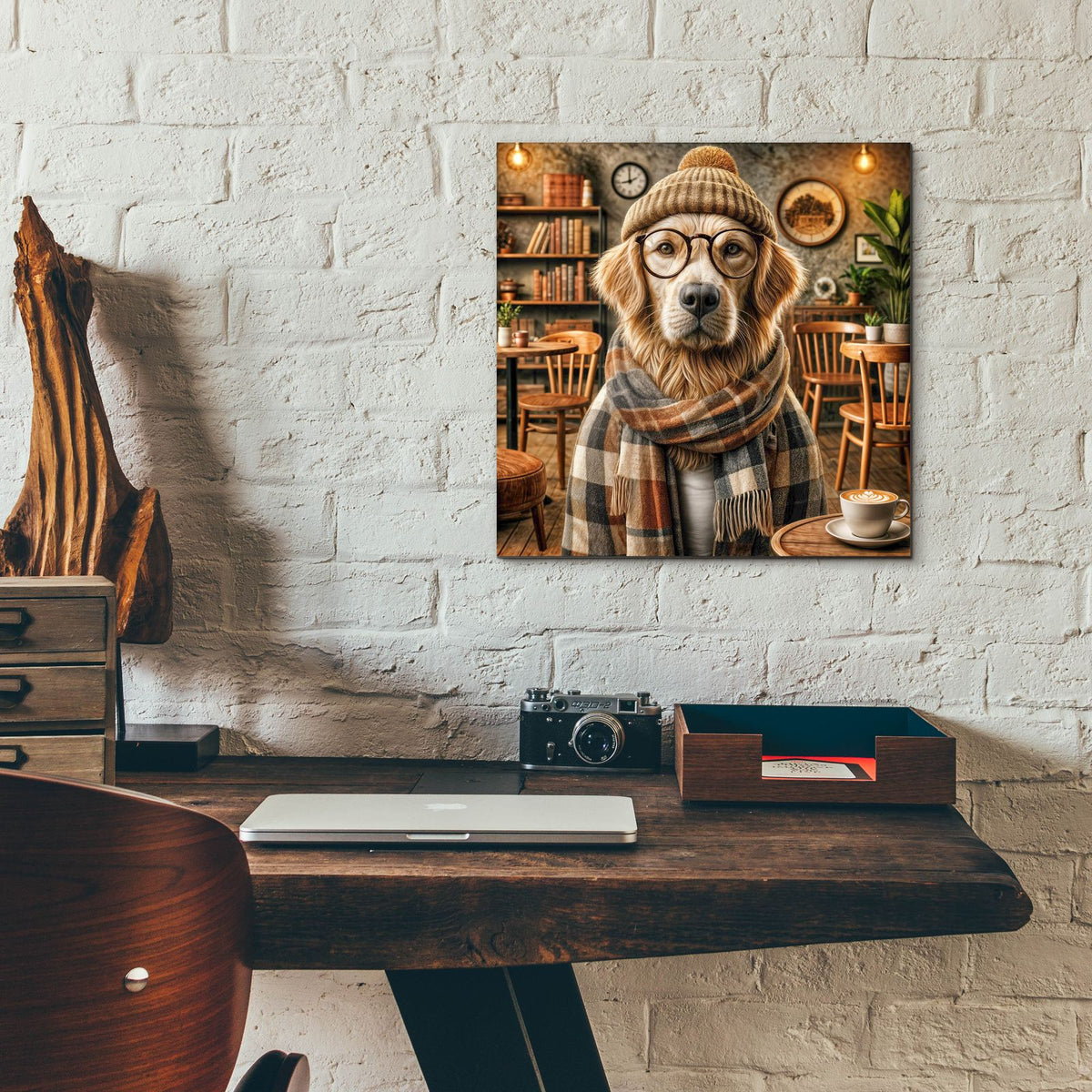 Hipster Dog - Golden Retriever by Rey Klimt - 12x12 acrylic wall art in a room