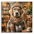 Hipster Dog - Golden Retriever by Rey Klimt acrylic glass wall art