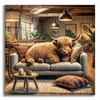 Highland Cow -Chilling At Home by Rey Klimt acrylic glass wall art