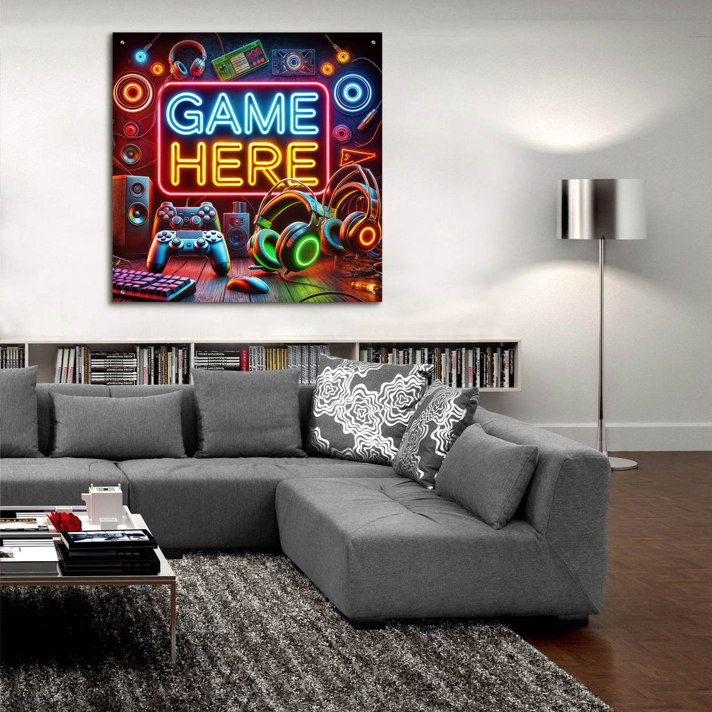 Game Here by Rey Klimt - 36x36 acrylic wall art in a room