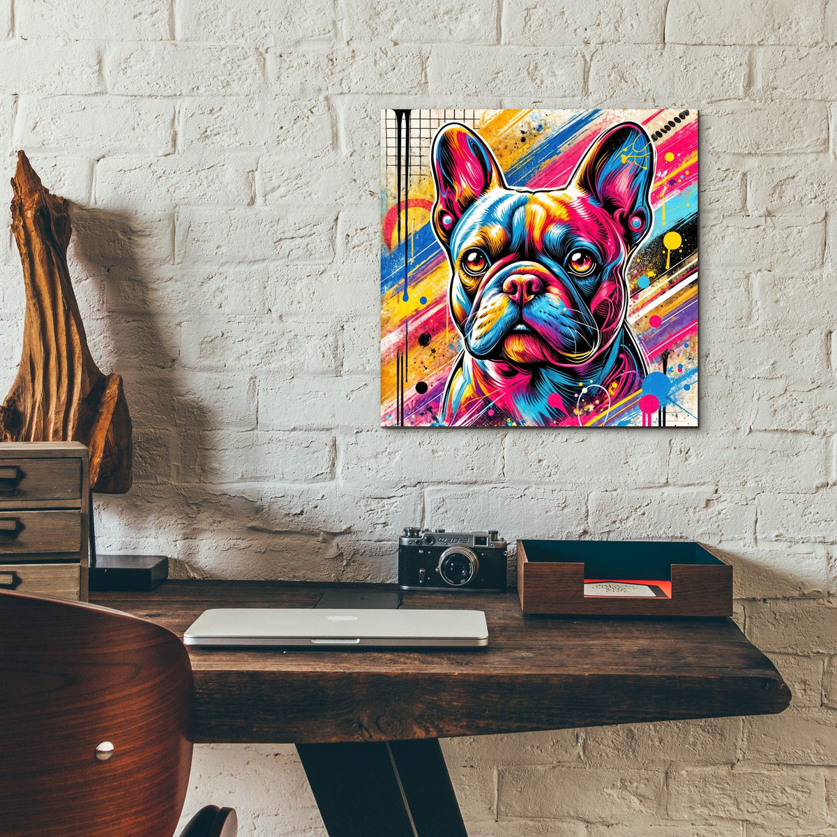 French Bulldog - Abstract by Rey Klimt - 12x12 acrylic wall art in a room