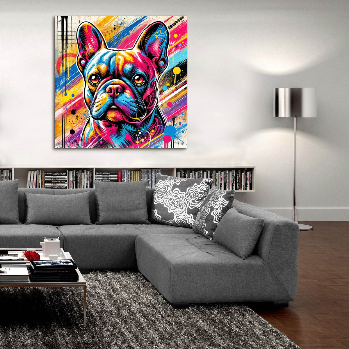 French Bulldog - Abstract by Rey Klimt - 36x36 acrylic wall art in a room