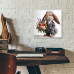 Formal Bunny With Flowers by Rey Klimt - 12x12 acrylic wall art in a room
