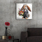 Formal Bunny With Flowers by Rey Klimt - 24x24 acrylic wall art in a room