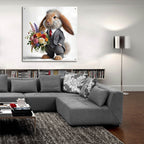 Formal Bunny With Flowers by Rey Klimt - 36x36 acrylic wall art in a room