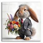 Formal Bunny With Flowers by Rey Klimt acrylic glass wall art