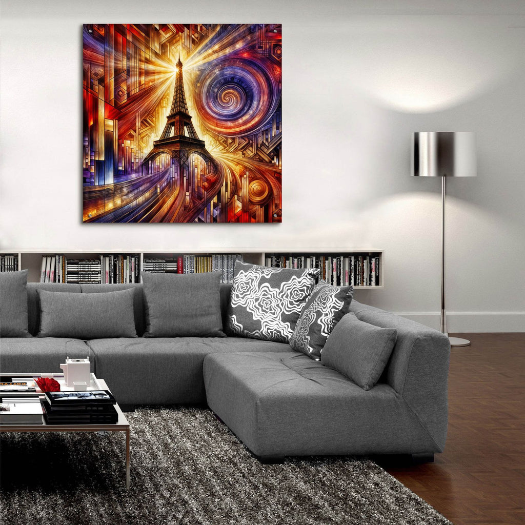 Eiffel Tower, Paris Abstract by Rey Klimt - 36x36 acrylic wall art in a room