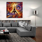 Eiffel Tower, Paris Abstract by Rey Klimt - 36x36 acrylic wall art in a room