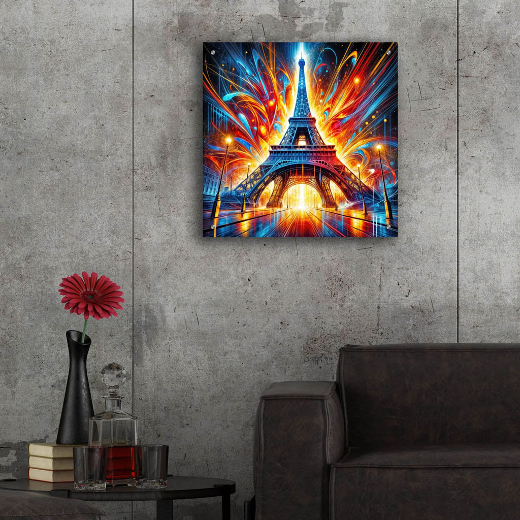 Eiffel Tower Abstract by Rey Klimt - 24x24 acrylic wall art in a room