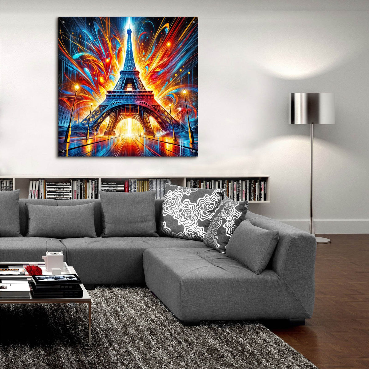 Eiffel Tower Abstract by Rey Klimt - 36x36 acrylic wall art in a room