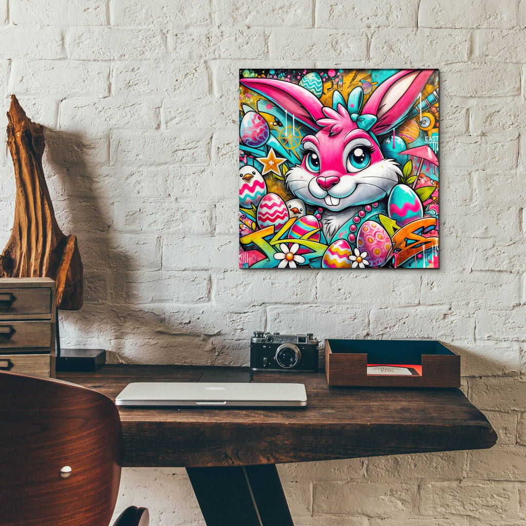 Easter Bunny - Vivid Abstract by Rey Klimt - 12x12 acrylic wall art in a room