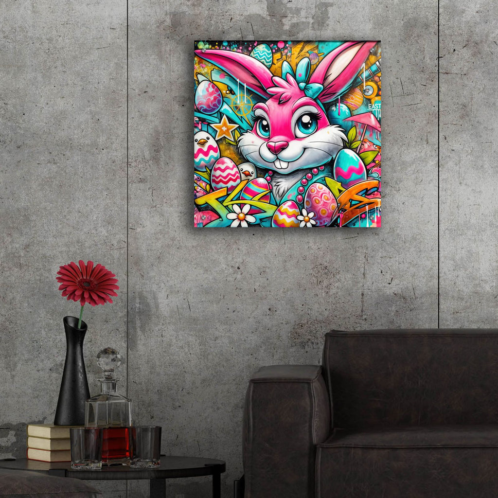 Easter Bunny - Vivid Abstract by Rey Klimt - 24x24 acrylic wall art in a room