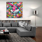 Easter Bunny - Vivid Abstract by Rey Klimt - 36x36 acrylic wall art in a room