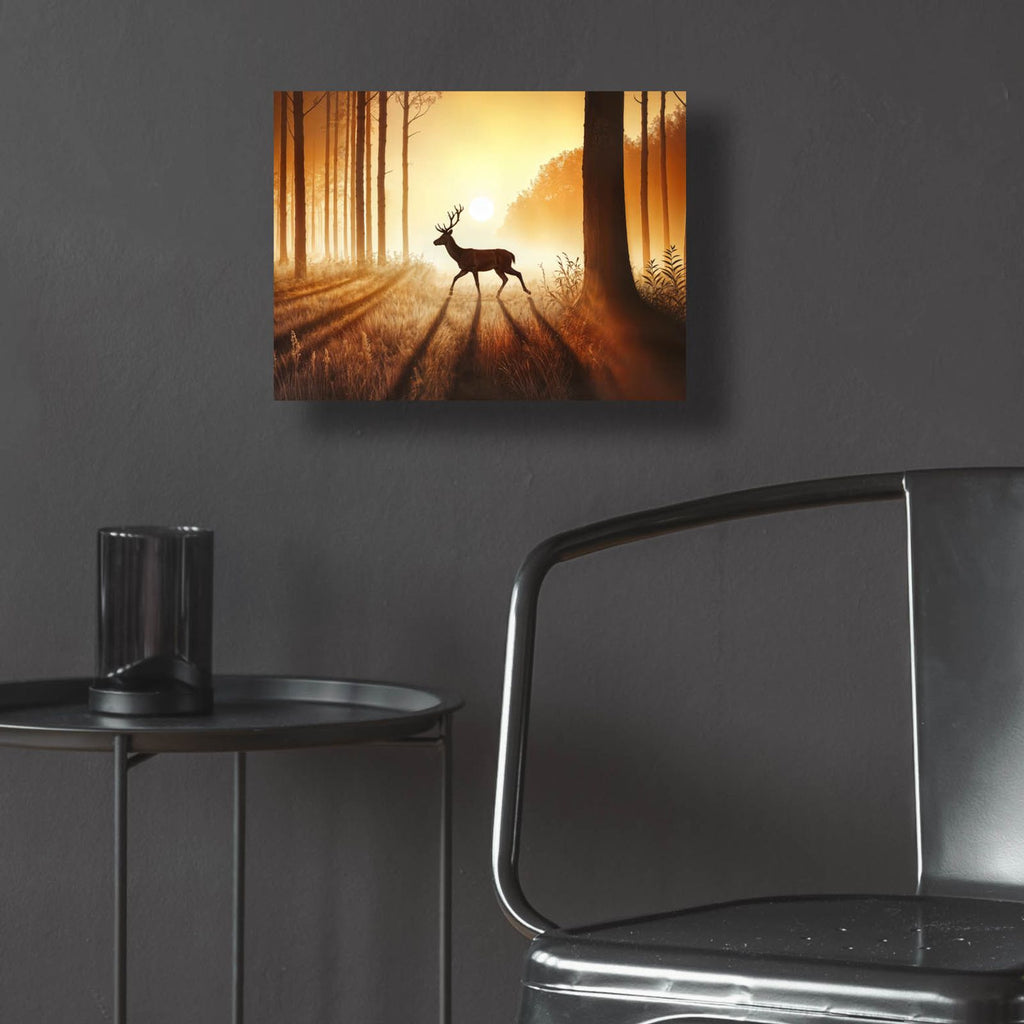 Deer Morning Sepia by Rey Klimt - 16x12 acrylic wall art in a room