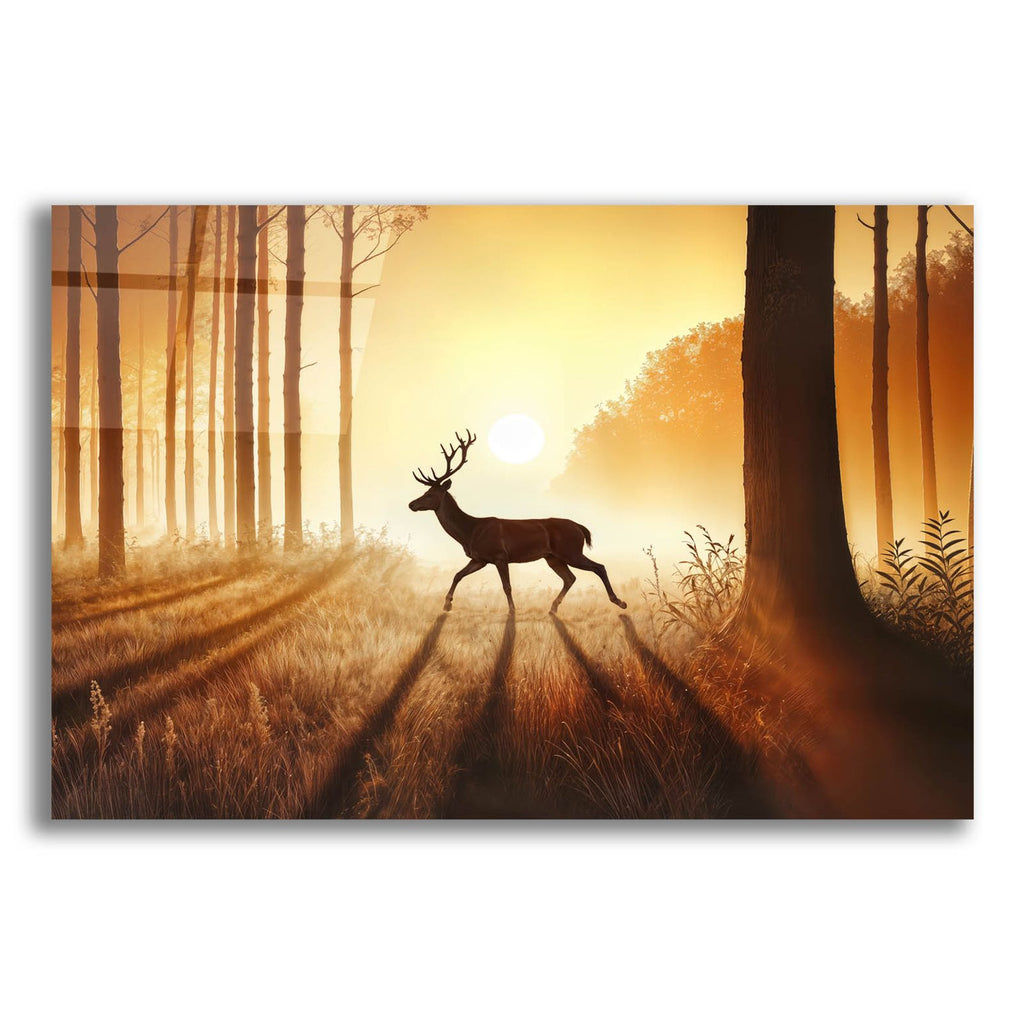 Deer Morning Sepia by Rey Klimt acrylic glass wall art