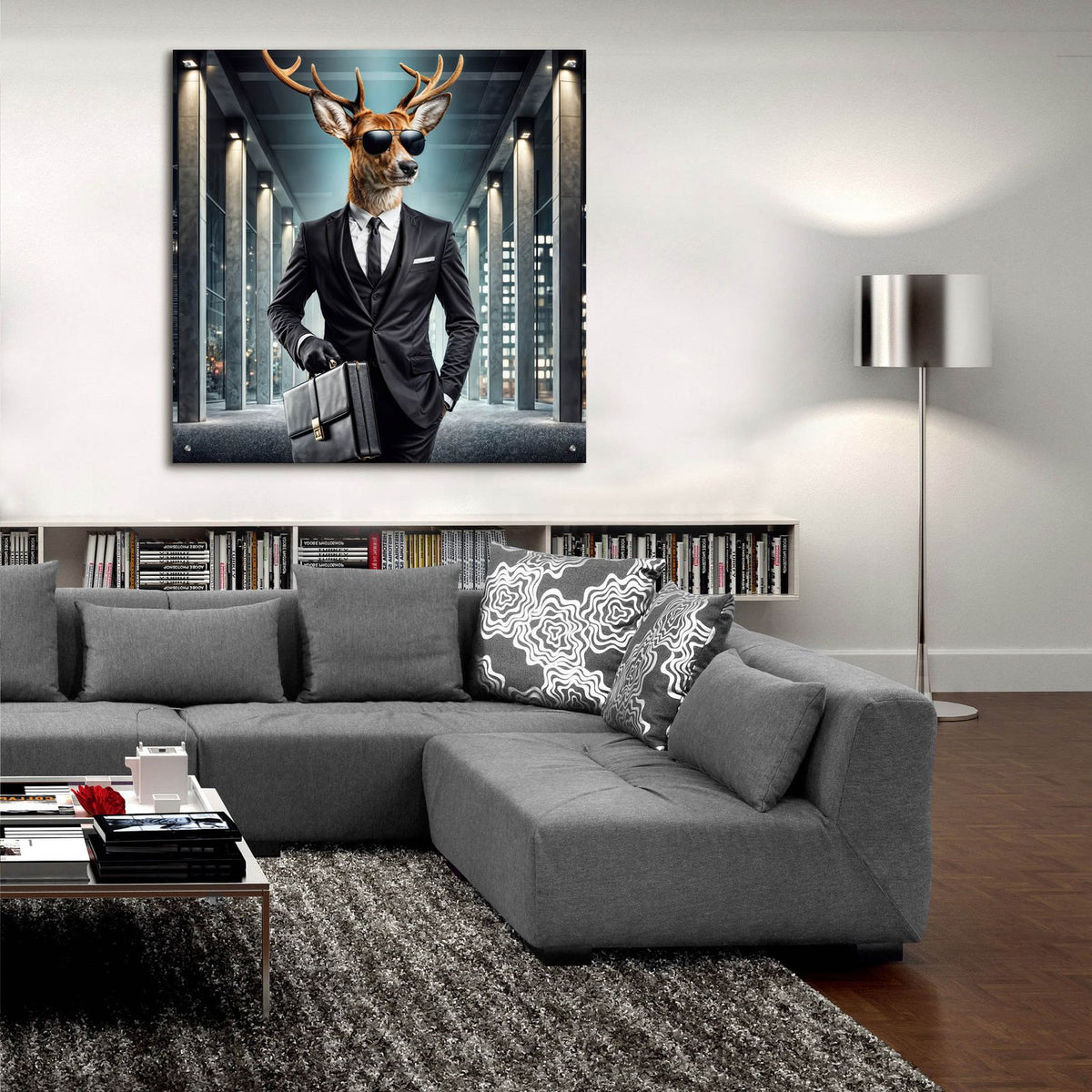 Deer Agent by Rey Klimt - 36x36 acrylic wall art in a room