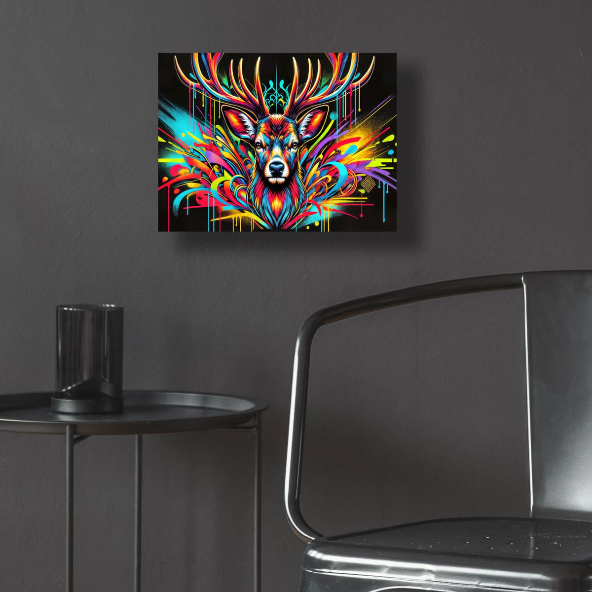 Deer - Vivid Graffiti by Rey Klimt - 16x12 acrylic wall art in a room
