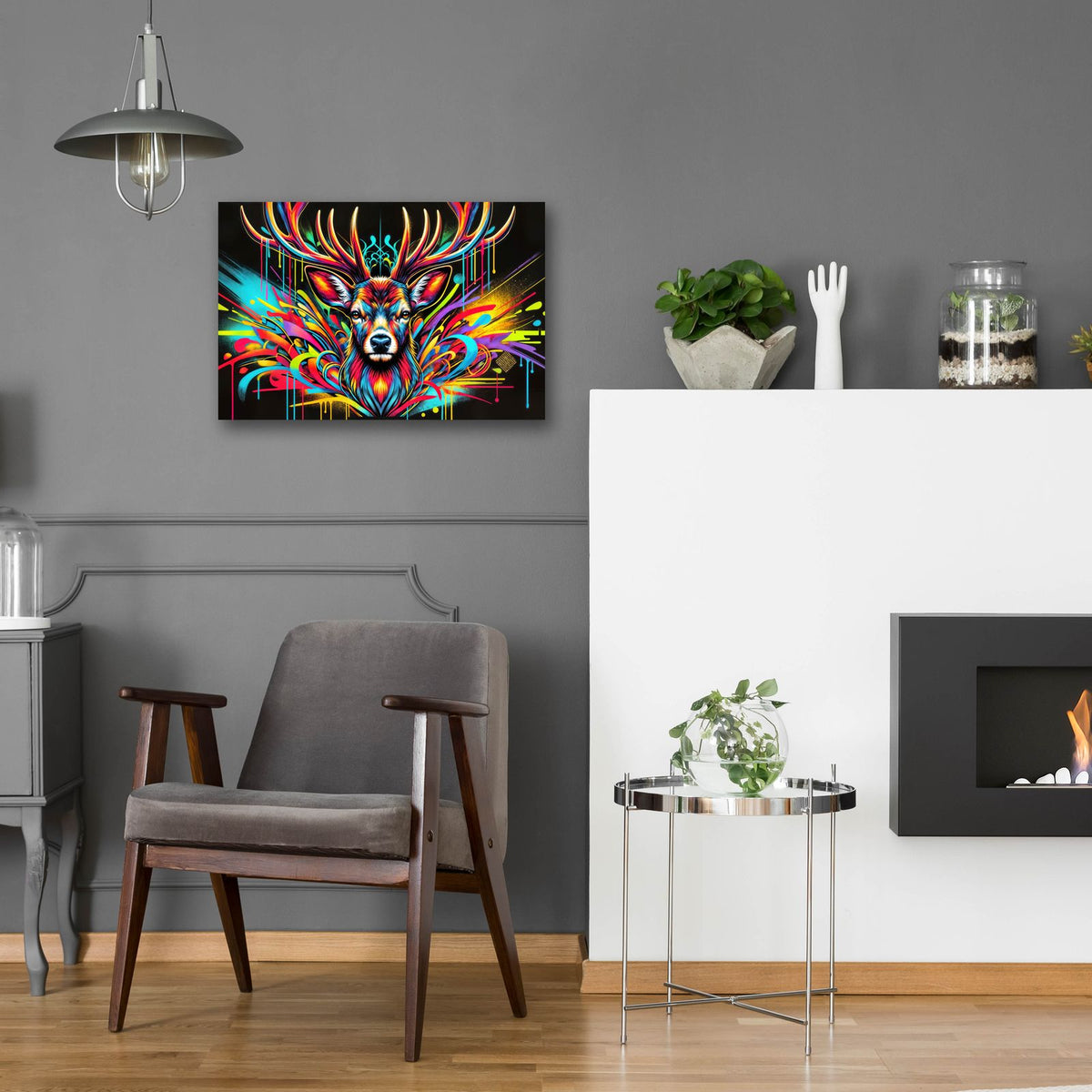 Deer - Vivid Graffiti by Rey Klimt - 24x16 acrylic wall art in a room