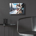 Dalle 2024-12-31 11.11.43 - Siberian Husky Joy by Rey Klimt - 16x12 acrylic wall art in a room