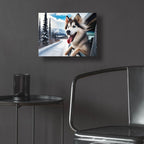 Dalle 2024-12-31 11.11.43 - Siberian Husky Joy by Rey Klimt - 16x12 acrylic wall art in a room
