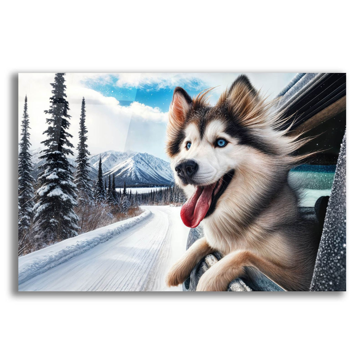 Dalle 2024-12-31 11.11.43 - Siberian Husky Joy by Rey Klimt acrylic glass wall art