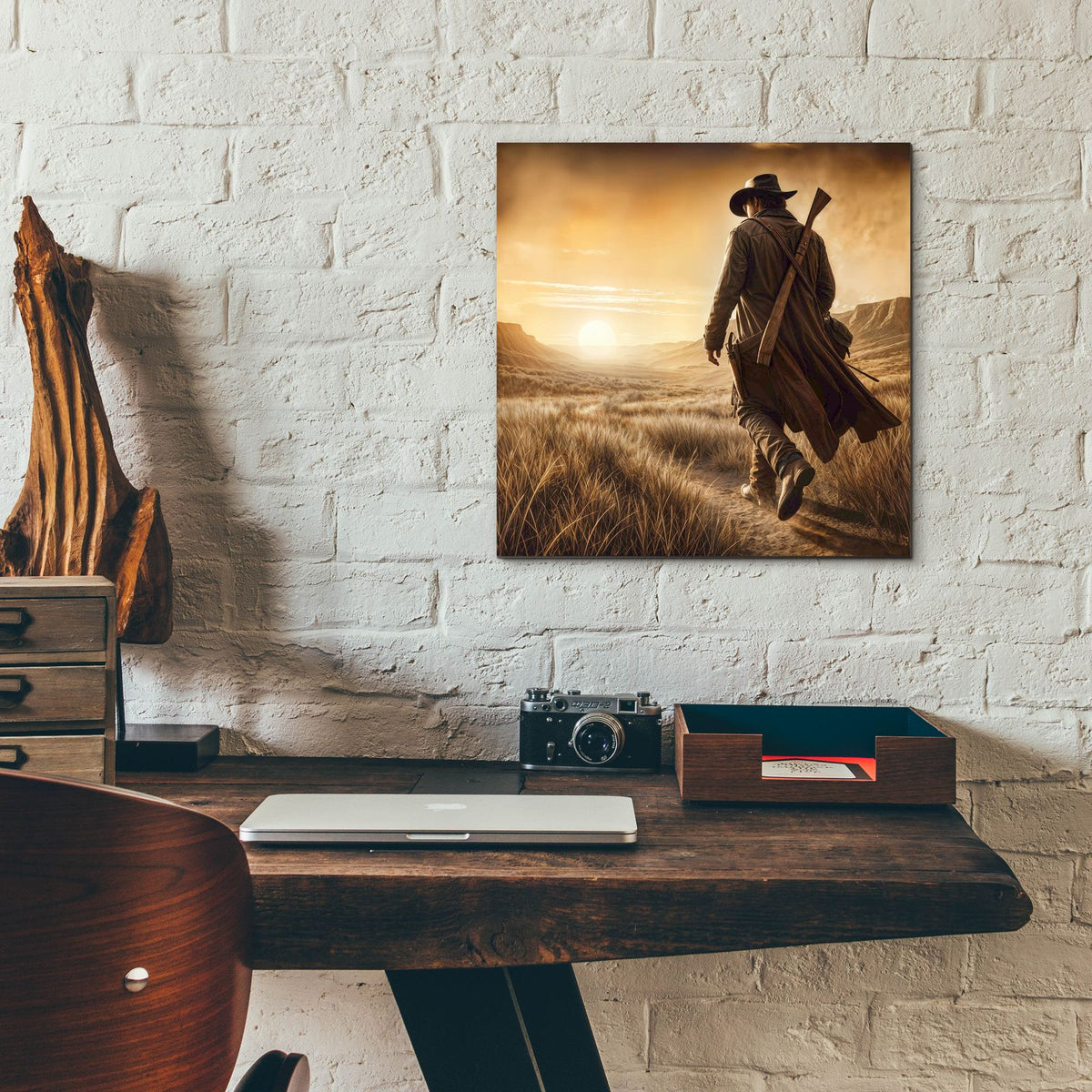 Cowboy - Morning Walk by Rey Klimt - 12x12 acrylic wall art in a room