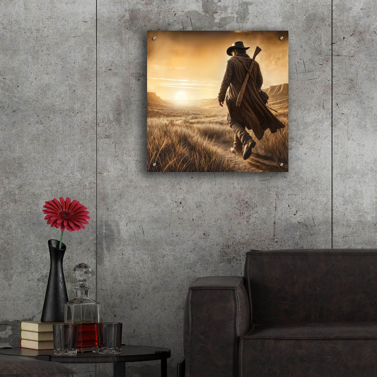 Cowboy - Morning Walk by Rey Klimt - 24x24 acrylic wall art in a room