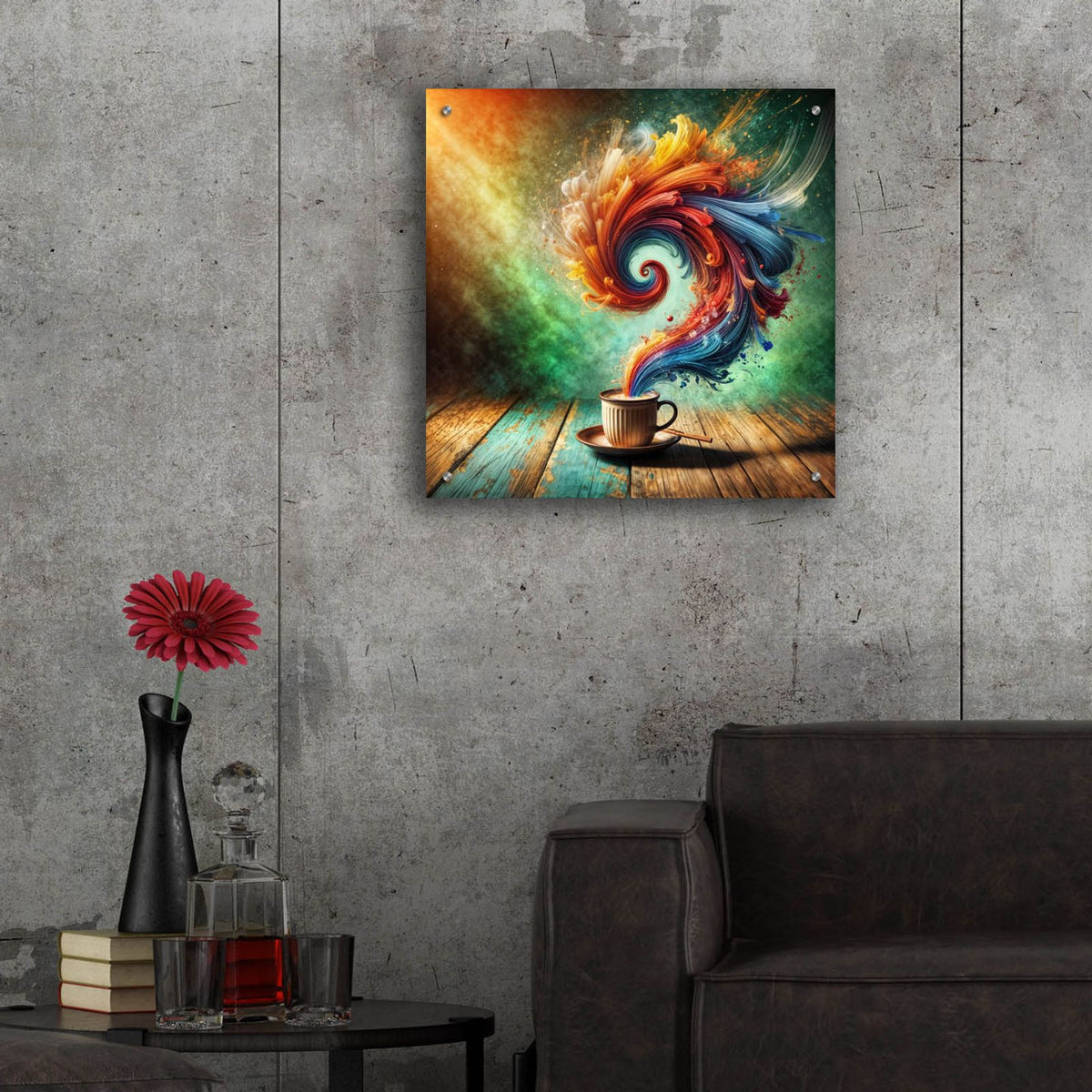 Colorful Tea Aroma by Rey Klimt - 24x24 acrylic wall art in a room