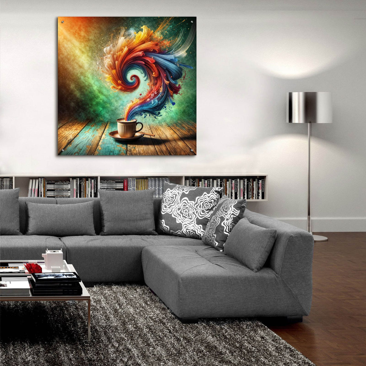 Colorful Tea Aroma by Rey Klimt - 36x36 acrylic wall art in a room