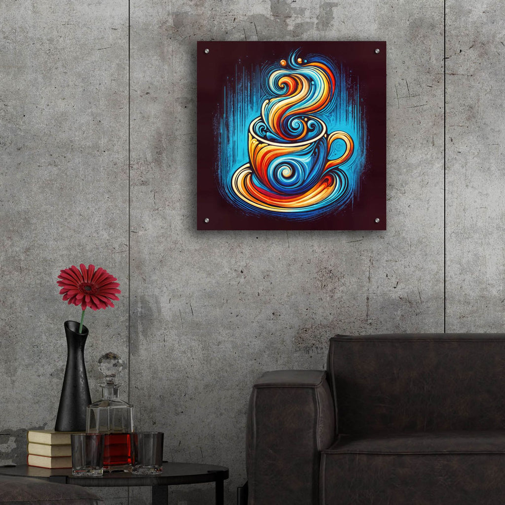 Coffee Cup Abstract by Rey Klimt - 24x24 acrylic wall art in a room