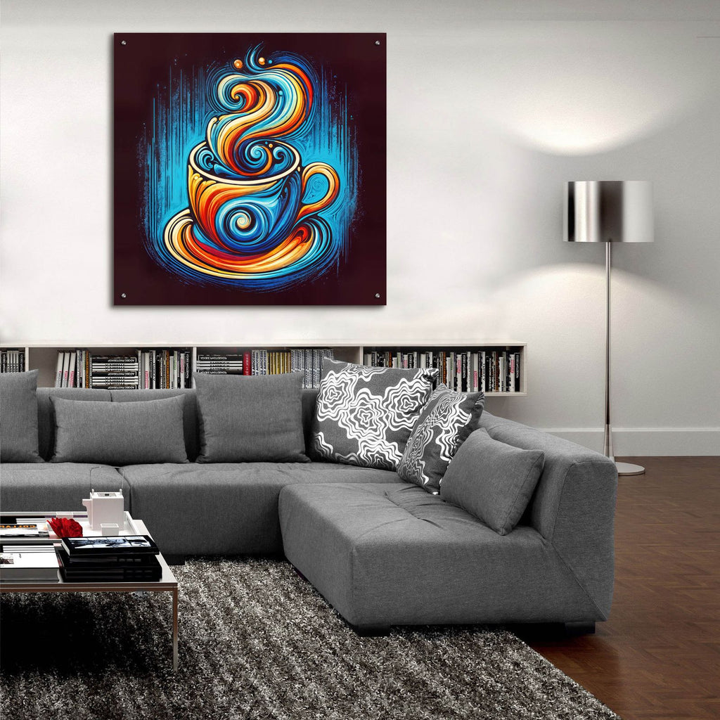 Coffee Cup Abstract by Rey Klimt - 36x36 acrylic wall art in a room