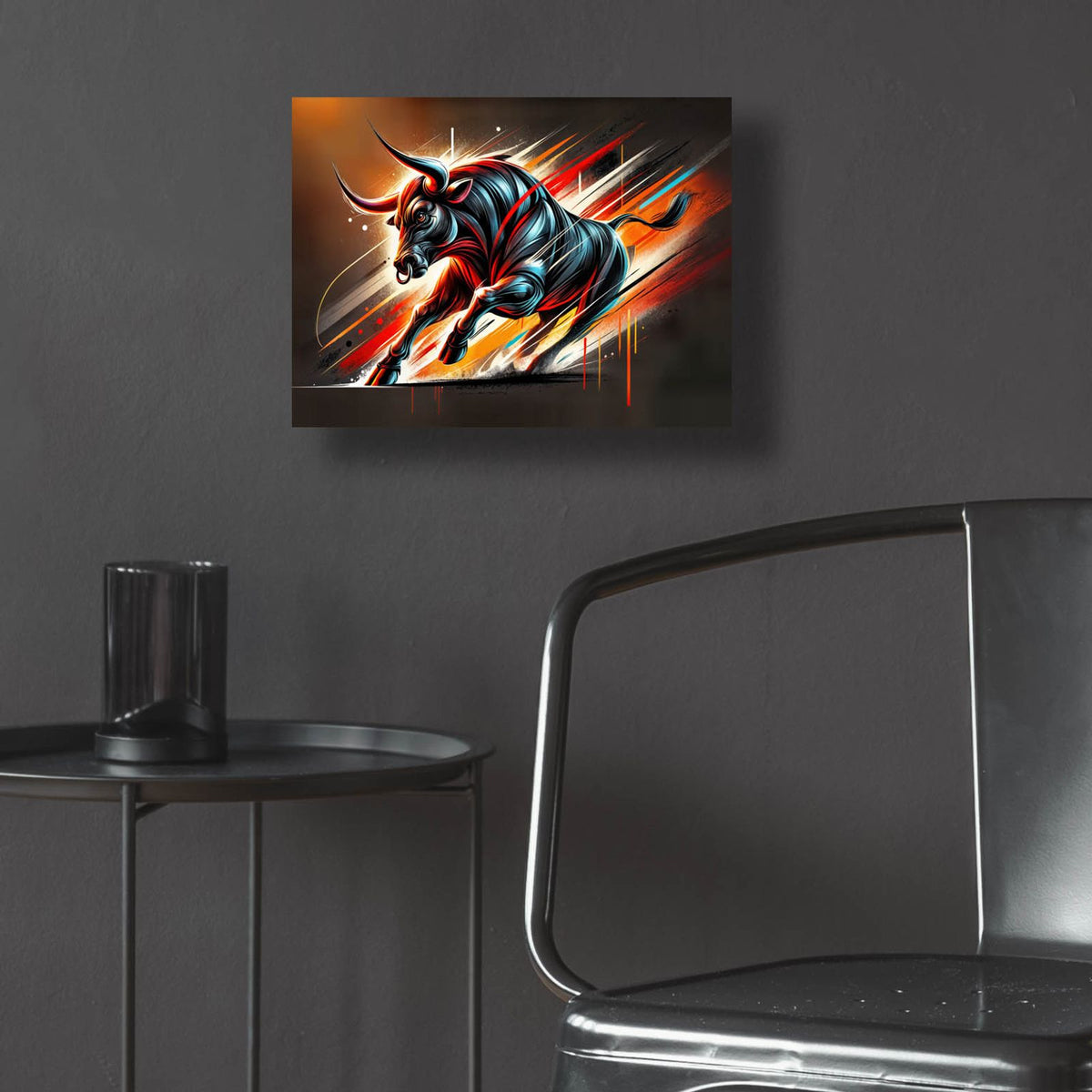 Charging Bull by Rey Klimt - 16x12 acrylic wall art in a room
