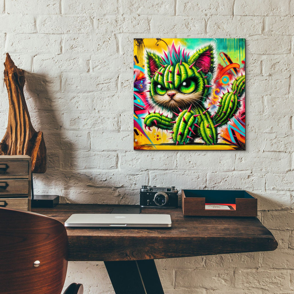 Catctus Cat by Rey Klimt - 12x12 acrylic wall art in a room