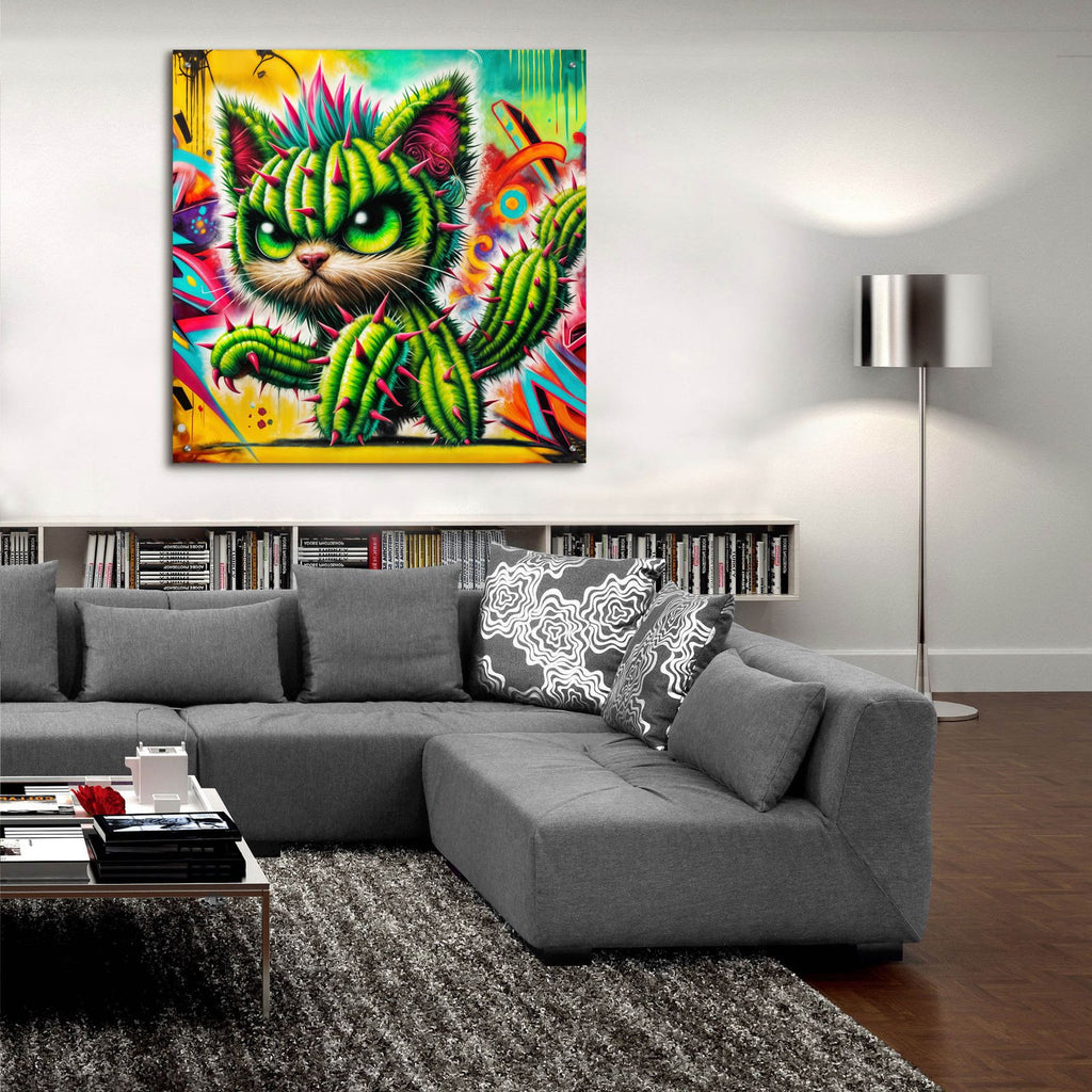 Catctus Cat by Rey Klimt - 36x36 acrylic wall art in a room