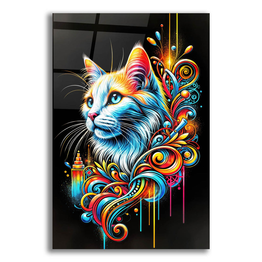 Cat Portrait - Graffiti Style by Rey Klimt acrylic glass wall art