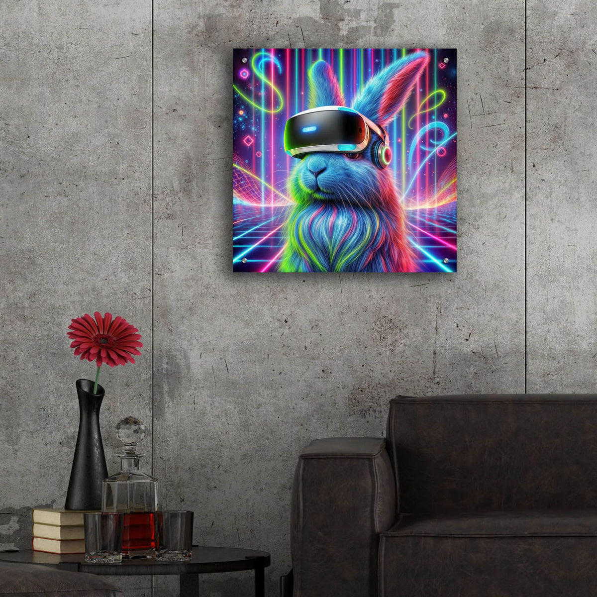 Bunny Vr Headset by Rey Klimt - 24x24 acrylic wall art in a room