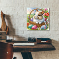 Bunny In Basket With Easter Eggs by Rey Klimt - 12x12 acrylic wall art in a room