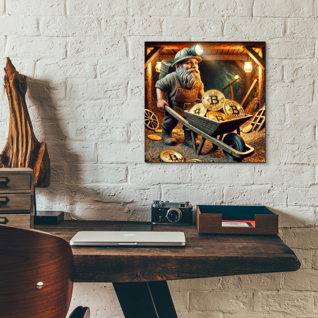 Bitcoin Mining by Rey Klimt - 12x12 acrylic wall art in a room