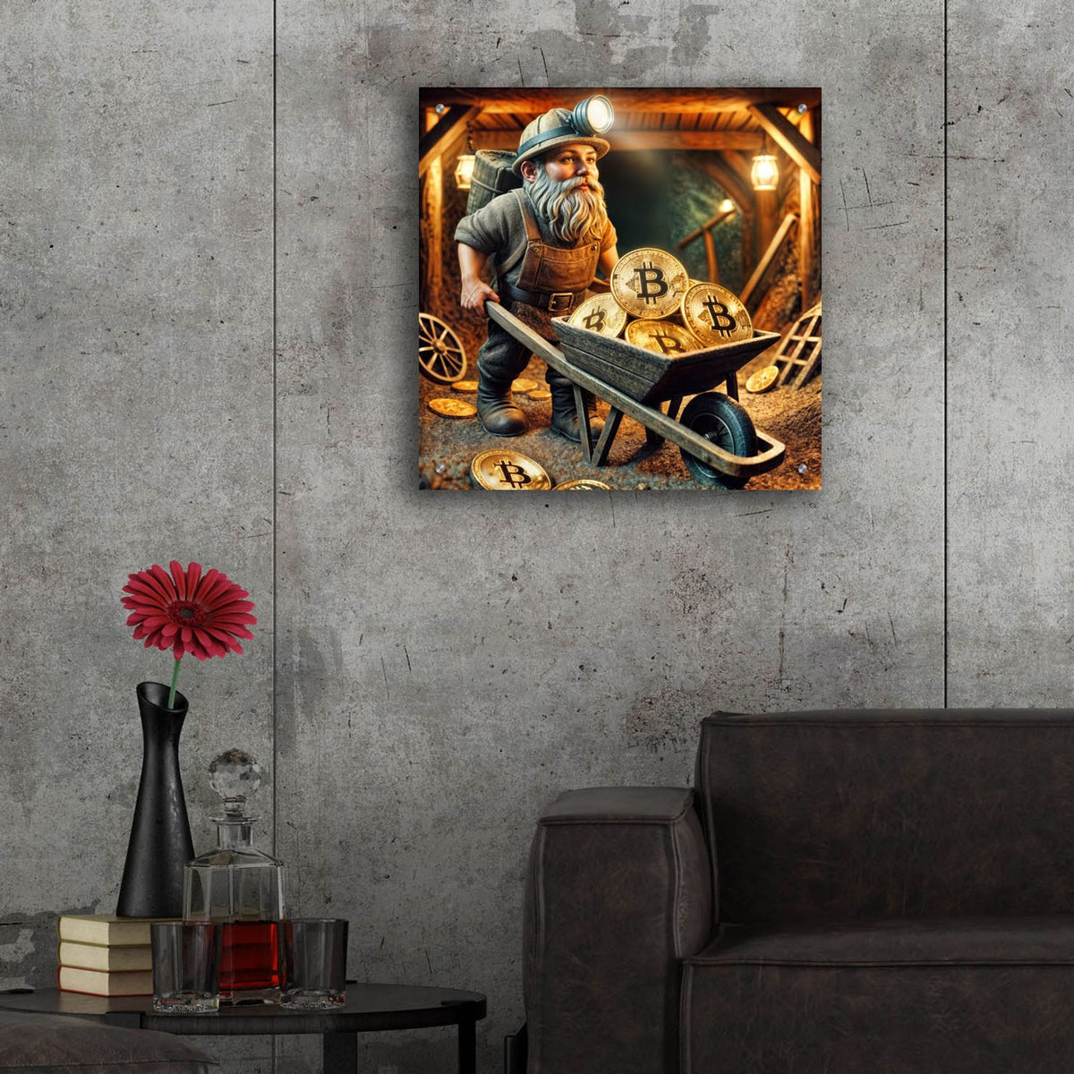 Bitcoin Mining by Rey Klimt - 24x24 acrylic wall art in a room