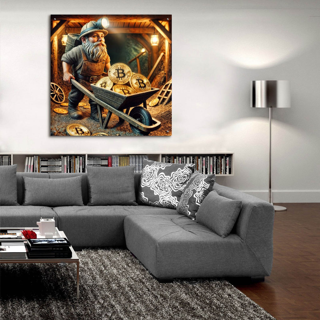 Bitcoin Mining by Rey Klimt - 36x36 acrylic wall art in a room