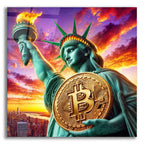 Bitcoin - Statue Of Liberty by Rey Klimt acrylic glass wall art