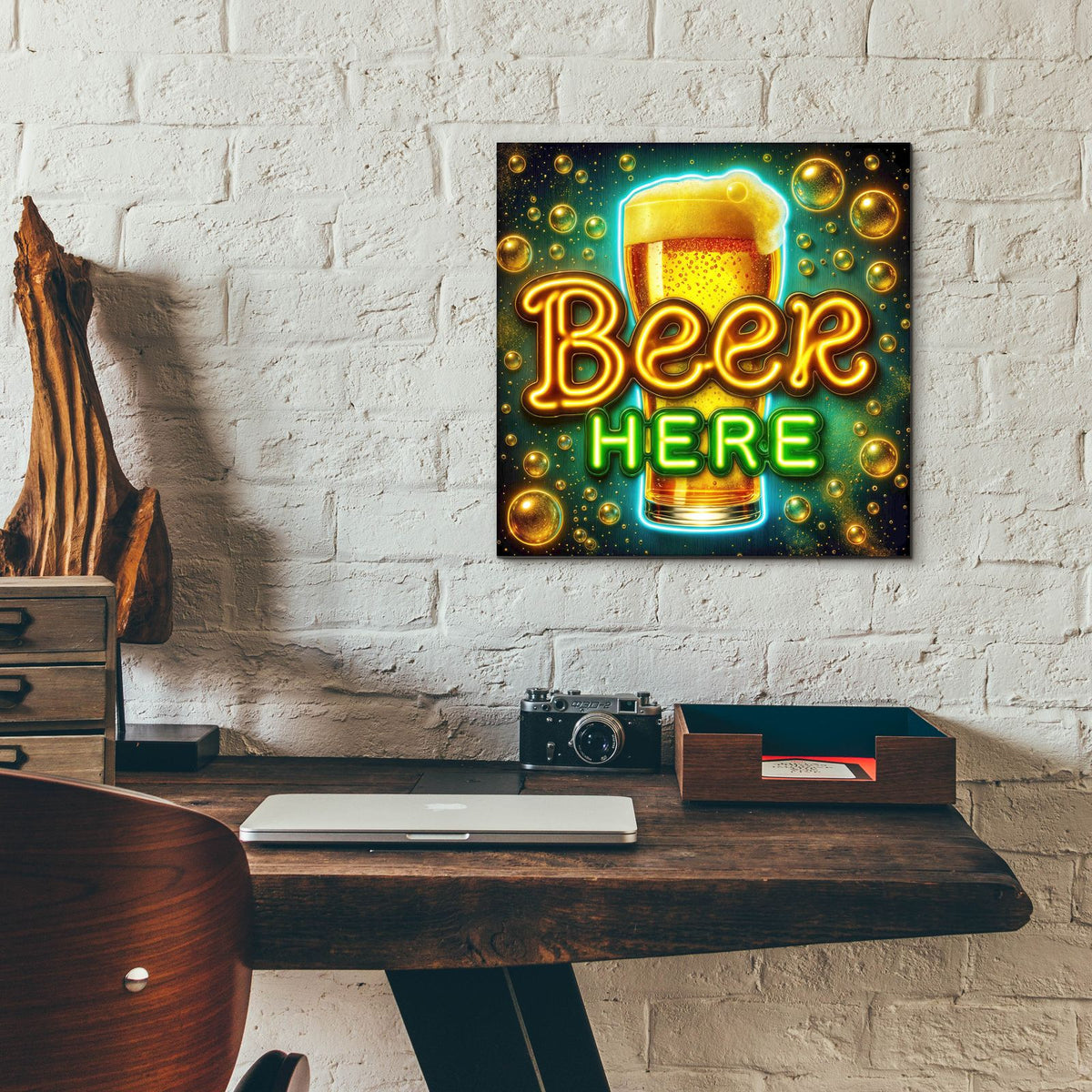 Beer Here by Rey Klimt - 12x12 acrylic wall art in a room