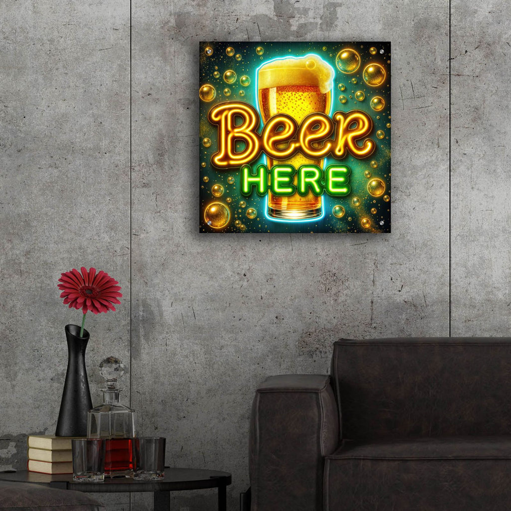 Beer Here by Rey Klimt - 24x24 acrylic wall art in a room