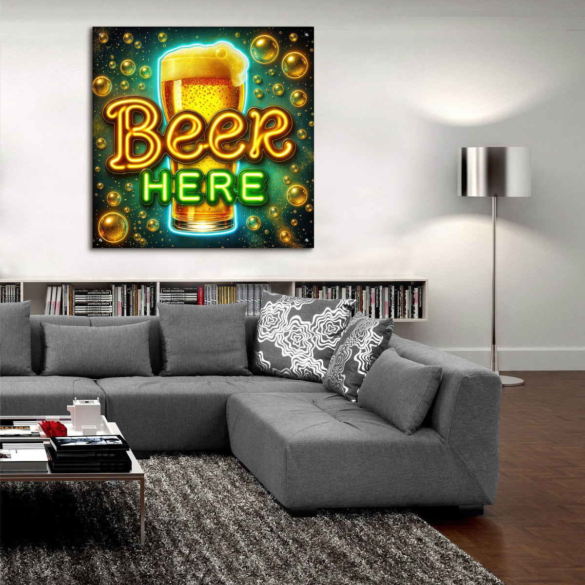 Beer Here by Rey Klimt - 36x36 acrylic wall art in a room