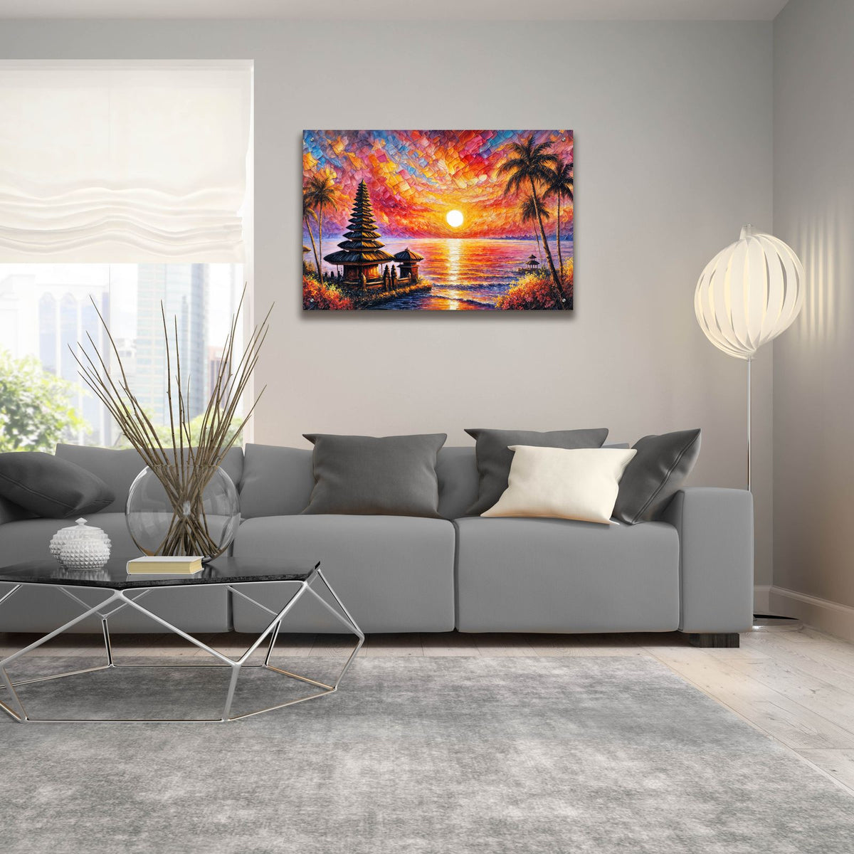 Bali Ocean Sunset by Rey Klimt - 36x24 acrylic wall art in a room