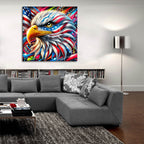 Bald Eagle Abstract by Rey Klimt - 36x36 acrylic wall art in a room