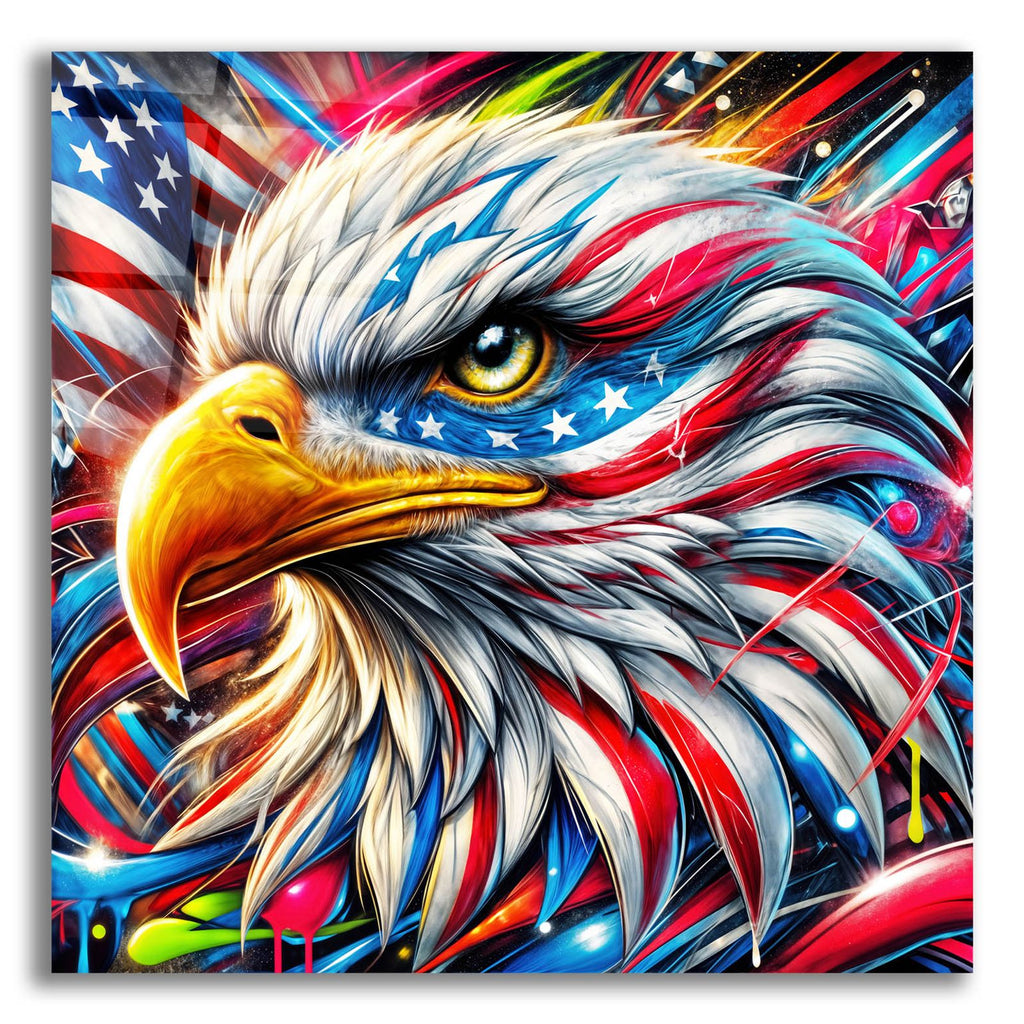 Bald Eagle Abstract by Rey Klimt acrylic glass wall art