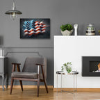 American Flag Paint Splash Style by Rey Klimt - 24x16 acrylic wall art in a room
