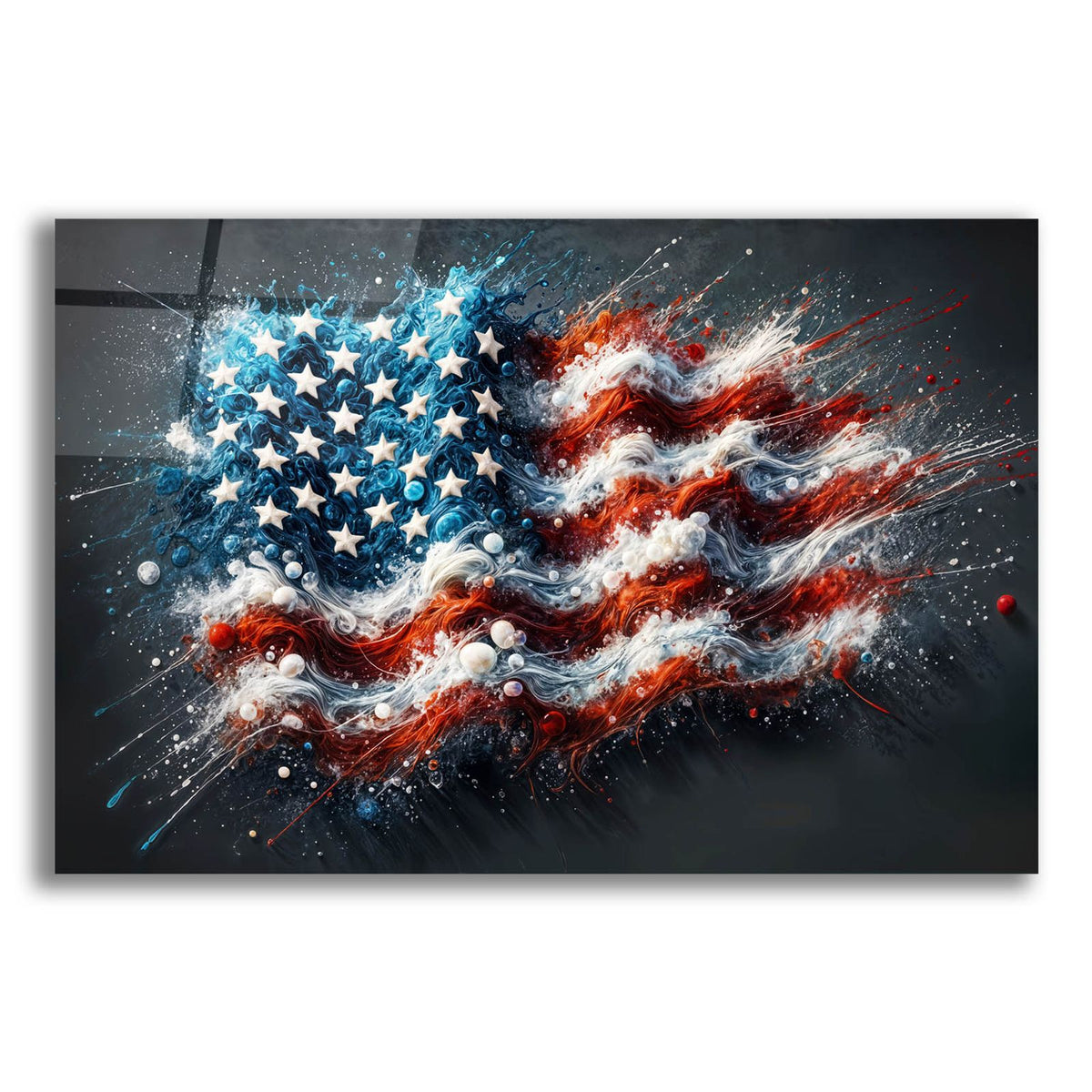 American Flag Paint Splash Style by Rey Klimt acrylic glass wall art